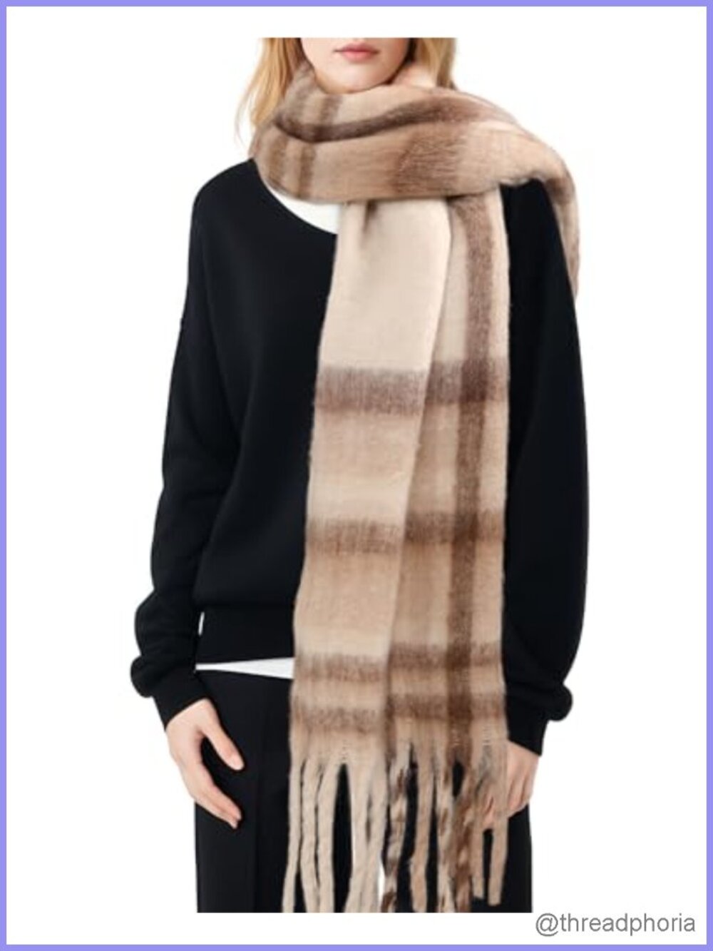 Women's Plaid Fringe Scarf Shawl Wrap Long Chunky Warm Winter